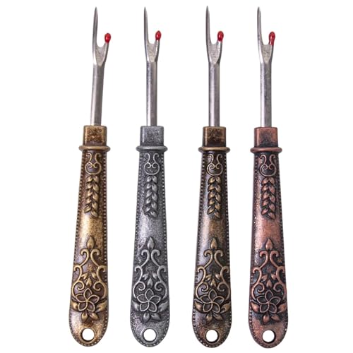 4Stück Nahtauftrenner, Vintage Nahtauftrenner, Retro-Nahttrenner, Blumenmuster-Entnahmer, Vintage Gewindeentferner-Werkzeug, Fadenabschneider zum Nähen und Basteln, Sticksäume und Nähte entfernen 4Stück Nahtauftrenner, Vintage Nahtauftrenner, Retro-Nahttrenner, Blumenmuster-Entnahmer, Vintage Gewindeentferner-Werkzeug, Fadenabschneider zum Nähen und Basteln, Sticksäume und Nähte entfernen von Yaztauho