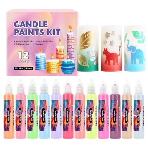 Yaztauho Canvas Markers | 12 Farben Kerzenwachs Malstifte Set | Malstifte Für Baumwolle Glas Basteln Geschenkidee Familie Feste Feiern von Yaztauho