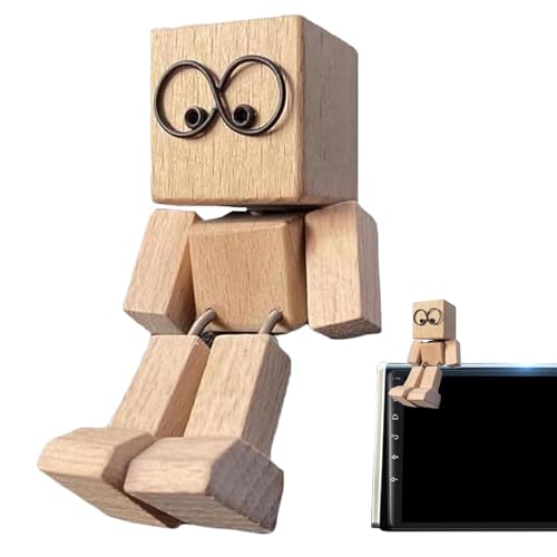 Yaztauho Schreibtisch Holzfigur, Wackelnde Füße Menschliche Figur Aus Holz, Bewegliche Armaturenbrett Skulptur Schreibtischdekoration Für Reise Auto Studium Pendeln Schlafzimmer von Yaztauho
