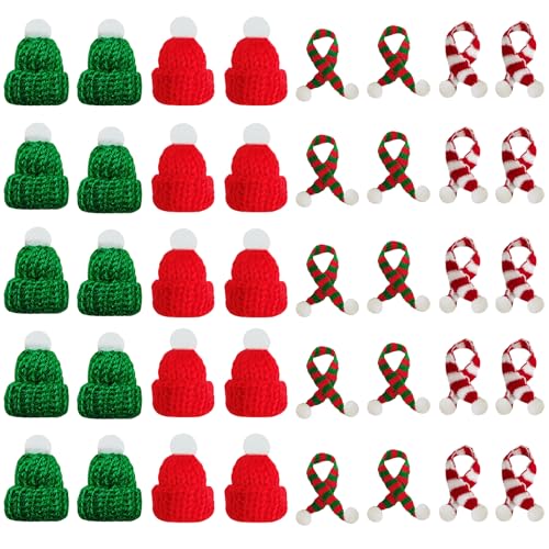 40 Stück Mini Weihnachtsmütze, Mini Weihnachtsmütze und Schal Set, Mini-Strickmütze des Weihnachten, Weinflaschenverschluss-Dekoration, Puppenhaus, Weihnachtsfeiertisch, Mini-Objektdekoration 40 Stück Mini Weihnachtsmütze, Mini Weihnachtsmütze und Schal Set, Mini-Strickmütze des Weihnachten, Weinflaschenverschluss-Dekoration, Puppenhaus, Weihnachtsfeiertisch, Mini-Objektdekoration von Ycaaeo