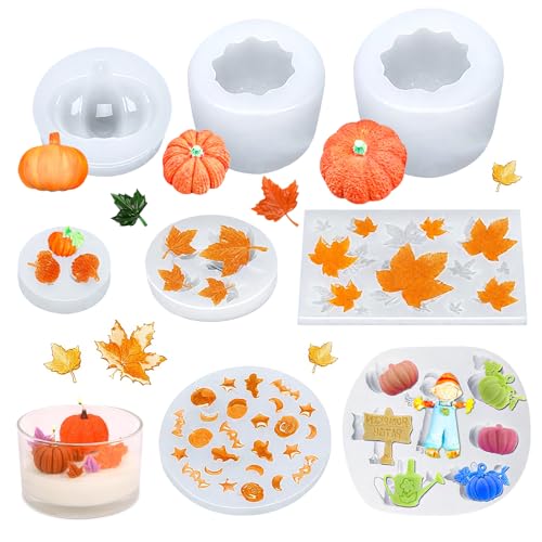 8 Stück Silikonform Kürbis Herbst,3D Gießform Kürbis Silikonform Kerzen,Ahornblatt Harz Formen,Silikonformen Gießformen Kürbis Epoxidform,Für Halloween Herbst Thanksgiving DIY Basteln Dekoration 8 Stück Silikonform Kürbis Herbst,3D Gießform Kürbis Silikonform Kerzen,Ahornblatt Harz Formen,Silikonformen Gießformen Kürbis Epoxidform,Für Halloween Herbst Thanksgiving DIY Basteln Dekoration von Ycaaeo