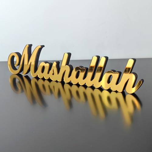 Ramadan Mashallah Deko Holz Gold,Ramadan Mubarak Tischdeko,Benutzerdefinierte Mashallah Tischschild Eid Islamische Freistehendes Tischschild Für Ramadan Umrah Eid Mubarak Glücksbringer Silvester von Ycaaeo