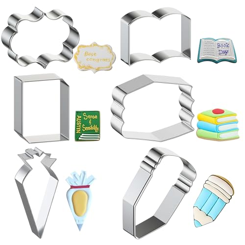 YceLon 6 Schultüte Ausstecher Edelstahl Backformen Set mit Mehreren Größen & Formen – Backform Schultüte Groß, Ausstechform Schultüte für Einschulung, Schuleinführung von YceLon