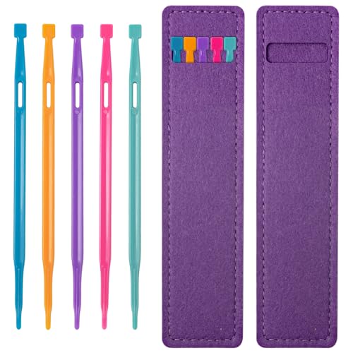 10 Stück Purple Thang Nähwerkzeuge, große Kunststoff-Nähnadel, Quiltwerkzeug mit 2 Stück Filz-Aufbewahrungstaschen, Nähzubehör und -bedarf für Nähprojekte von Ycgyycj