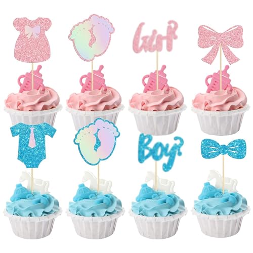 Cupcake-Topper für Babypartys, 24 Stück, für Babypartys, Cupcake-Dekorationen – Glitzer-Schnurrbart für Jungen oder Mädchen, für Babypartys, Geburtstagspartys Cupcake-Topper für Babypartys, 24 Stück, für Babypartys, Cupcake-Dekorationen – Glitzer-Schnurrbart für Jungen oder Mädchen, für Babypartys, Geburtstagspartys von Yclekiqa