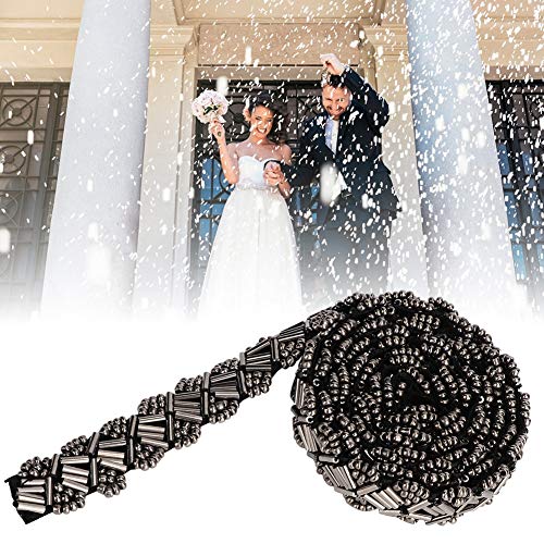 1 Yard Black Pearl Ribbon Tape - DIY -Kleidung Verschönern, Gestickte Nähendekorationszubehör (1,5 cm große quadratische Rohrperlen in) von Yctze