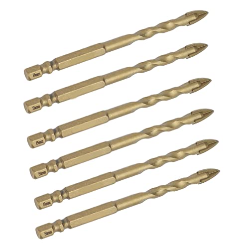 10 Pcs Speerkopfbohrerbits Set Carbid mit /4in -Sechskantgrenze für Glas, Keramik, Marmor und Holz (8 mm Lochdurchmesser) von Yctze