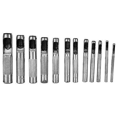 12 PCs Leder FTS Loch Puncher Set mit Omic Griff & Kohlenstoffstahl - für Leder, Stoff, Kunststoff von Yctze