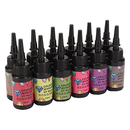 12-teiliges UV-Epoxidharz-Sortiment, Schnell Aushärtende, Lebendige Farben für die Herstellung von DIY-Schmuck, Basteldekorationen, Klare UV- und Farbige UV-Harze – Weicher 12-teiliges UV-Epoxidharz-Sortiment, Schnell Aushärtende, Lebendige Farben für die Herstellung von DIY-Schmuck, Basteldekorationen, Klare UV- und Farbige UV-Harze – Weicher von Yctze