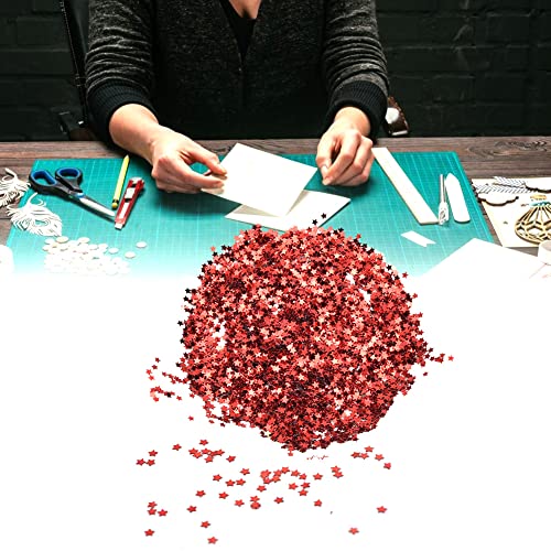 50G Pet Stars Pailletten für DIY -Accessoires - kein Loch, Farbenfrohe Ionen für Geburtstagsfeierdekoration (Rot) von Yctze
