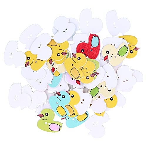 50pcs DIY -Holzknöpfe mit Cartoon -Entenmuster Zum Nähen, Handwerk und Kleiderdekoration von Yctze