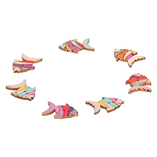 50pcs Süße Fischholzknöpfe für Kinderhandwerk, Nicht Dekorative Knöpfe für Kleidung und DIY-Projekte von Yctze