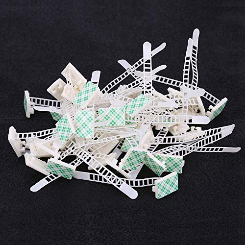 Einstellbare Clips Kunststoff Schwarz Weiß ACT17 50 Stück Selbstklebende Einstellbare Clips Befestigt Auto Kabel Kabelbinder Klemme Organizer Kabel Kabelbinder Klemme(Weiß) von Yctze