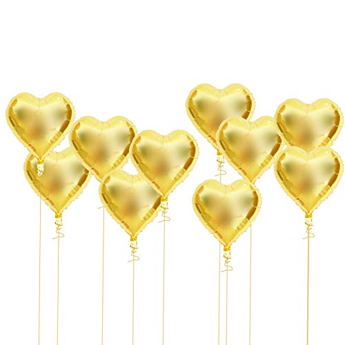 Yctze 10 Stück 18-Zoll-Herz-Aluminiumfolienballons für Party, Hochzeit, Geburtstag, Festivals, Ballon in Heliumqualität, Perfekt für Dekorationen (#6) von Yctze