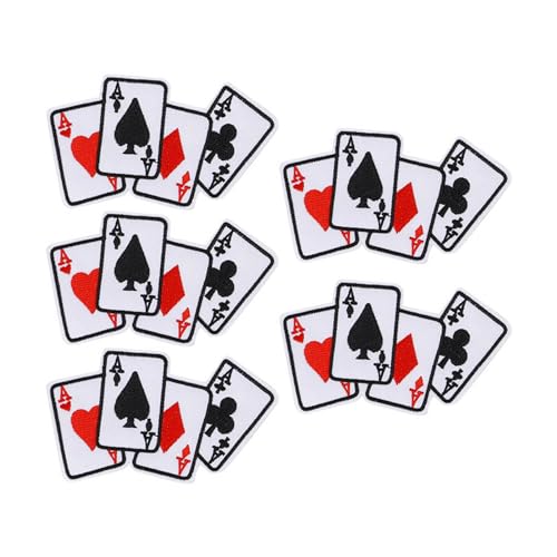 Yctze 5 Stück Poker-Ass-Aufnäher Zum Aufbügeln auf Kleidung, DIY-Spielkarten-Applikation für T-Shirts, Stoffaufkleber, Ideal für Pokerabende, Cooles Kleidungszubehör Yctze 5 Stück Poker-Ass-Aufnäher Zum Aufbügeln auf Kleidung, DIY-Spielkarten-Applikation für T-Shirts, Stoffaufkleber, Ideal für Pokerabende, Cooles Kleidungszubehör von Yctze