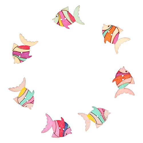 Yctze 50 PCs Cartoon Fischmuster Holzknöpfe für Kinderhandwerk, Dekorative Nähzubehör für Kleidung, Hüte, Brieftaschen - Ideal für Kunsthandwerk und Scrapbooking Yctze 50 PCs Cartoon Fischmuster Holzknöpfe für Kinderhandwerk, Dekorative Nähzubehör für Kleidung, Hüte, Brieftaschen - Ideal für Kunsthandwerk und Scrapbooking von Yctze