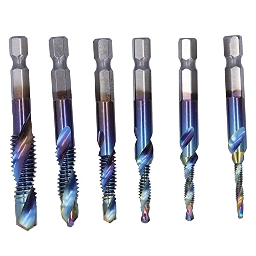 Yctze 6pcs Blue Spiral Tap Drill Bit Set - HSS -Kit Bits Kit mit Mehreren Größen für Holz und Weichmetalle Schnellverschluss Kombinationstaper Yctze 6pcs Blue Spiral Tap Drill Bit Set - HSS -Kit Bits Kit mit Mehreren Größen für Holz und Weichmetalle Schnellverschluss Kombinationstaper von Yctze