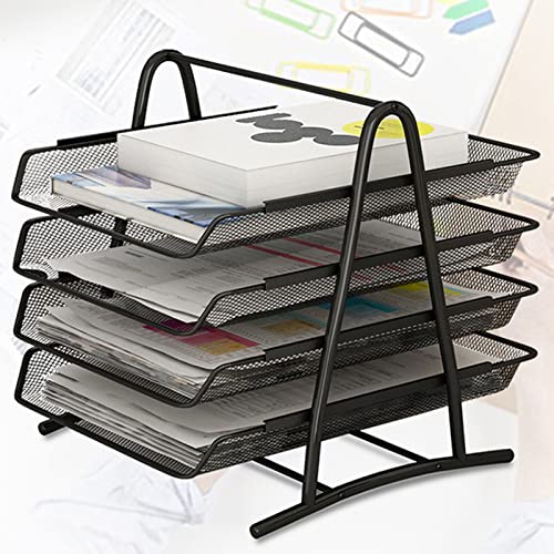 Yctze Office Desk Dokumentablett - Stylish Mesh Letter Shelf Holder für & Briefpapier in Metal für Zuhause, Studium oder Schule (4 Etagen) von Yctze