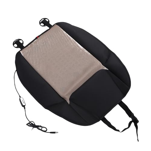 Yctze USB-Kühlpad Fürs Auto, Belüftetes Kühlkissen Fürs Auto, USB-betrieben, Strickstoff, Leder, 3 Temperatureinstellungen für SUV, LKW, Van, Wohnmobil (Rückenkissen) von Yctze