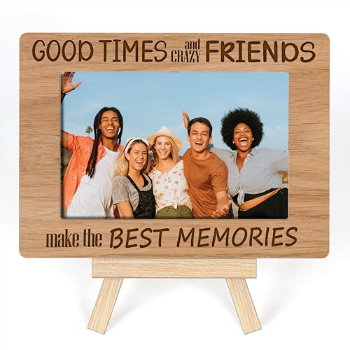 Bilderrahmen mit Aufschrift "Best Friends", "Good Time And Crazy Friends", Geschenk für beste Freunde, Geburtstagsgeschenke, Tisch-Bilderrahmen mit Staffelei (A38) von Ycyfckdr