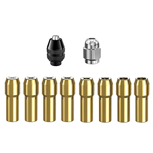 YdseozOA 10-teiliges Bohrfutter-Spannzangen-Set für Dremel 1/32 Zoll bis 1/8 Zoll Ersatz 4486 Bohrer Schnellwechsel-Bit Bohrfutterschaft Schnellwechsel-Adapter mit Drehbohrmutter-Werkzeug-Set YdseozOA 10-teiliges Bohrfutter-Spannzangen-Set für Dremel 1/32 Zoll bis 1/8 Zoll Ersatz 4486 Bohrer Schnellwechsel-Bit Bohrfutterschaft Schnellwechsel-Adapter mit Drehbohrmutter-Werkzeug-Set von YdseozOA