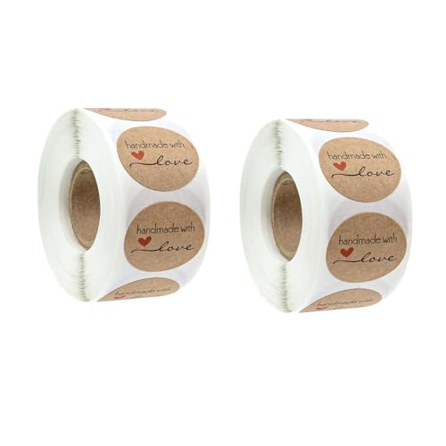 YdseozOA 1000 Stück Selbstklebende Aufkleber, Etiketten, Kraftpapier, handgefertigt mit Liebe, runde Backaufkleber, Etiketten, Rollendekoration, Keksdosen, selbstgemachte Geschenke, Umschläge usw YdseozOA 1000 Stück Selbstklebende Aufkleber, Etiketten, Kraftpapier, handgefertigt mit Liebe, runde Backaufkleber, Etiketten, Rollendekoration, Keksdosen, selbstgemachte Geschenke, Umschläge usw von YdseozOA