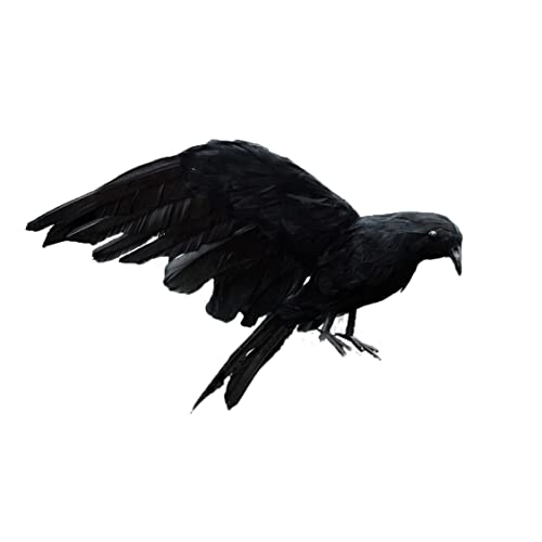 YdseozOA Halloween Schwarze realistische Krähe für draußen, Haus, Garten, Dekoration, Party-Requisiten (Flügel 28 cm) von YdseozOA