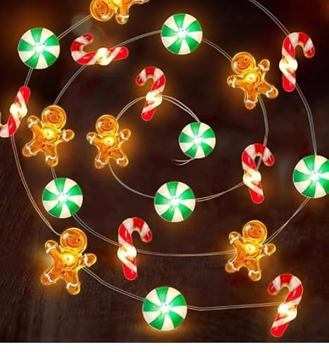 YdseozOA Lichterkette, Lebkuchen-Süßigkeiten-Lichter, 4M 40 LED Weihnachtslichter, Warmweiße Weihnachtsdeko-Beleuchtung, LED-Dekoration für Weihnachten, Party, Schlafzimmer, Balkon von YdseozOA