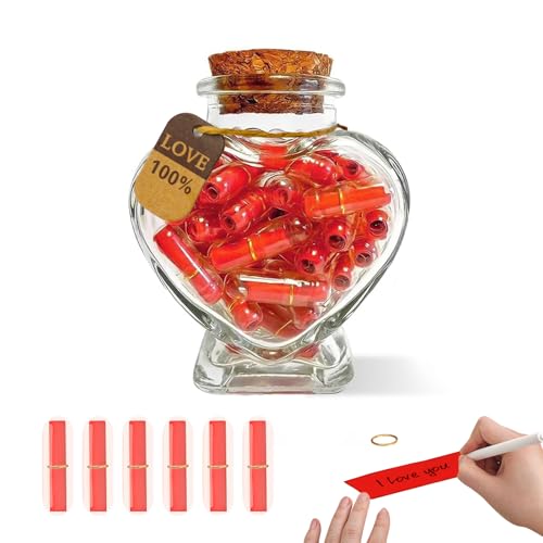 YeaHapiday 50 Stück Nachricht Kapsel in Einer Flasche für ihn mit Herzförmige Glasflasche, DIY Love Letter zum Befüllen, Muttertag Jahrestag Geschenk für sie ihn Paare Verlobungs Geburtstag YeaHapiday 50 Stück Nachricht Kapsel in Einer Flasche für ihn mit Herzförmige Glasflasche, DIY Love Letter zum Befüllen, Muttertag Jahrestag Geschenk für sie ihn Paare Verlobungs Geburtstag von YeaHapiday