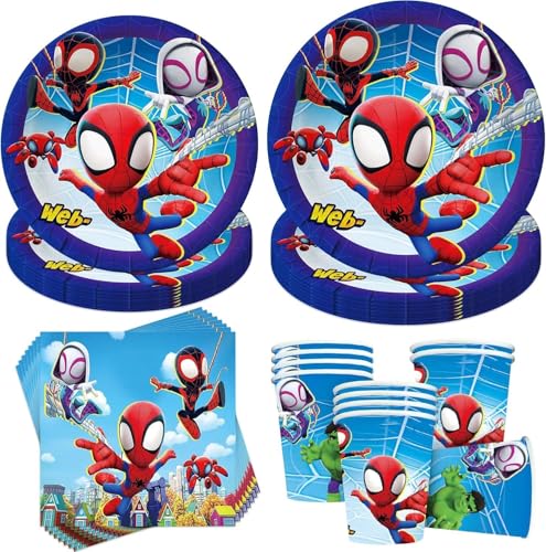 50 Stück Partygeschirr Set,Kindergeburtstag Partygeschirr,Geburtstag Party Geschirr Set,Geburtstag Deko Partyzubehör Pappteller Set,Mit Teller Becher Servietten,Party Geschirr für 10 Gäste von YeahBoom