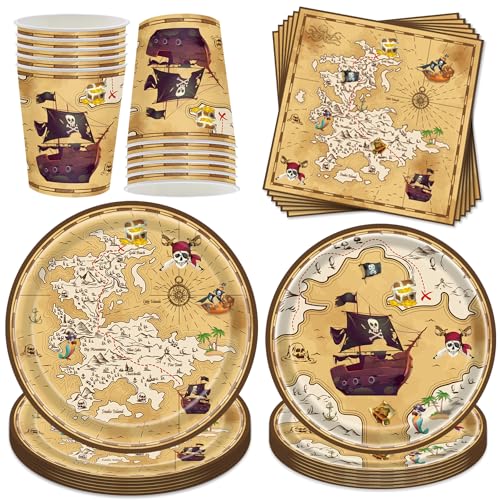 50 Stück Piraten Partygeschirr Set,Piraten Kindergeburtstag Geschirr Set,Pirat Partyteller Geburtstag,Piratenschiff Party Pappteller,Mit Teller Becher Servietten,Party Geschirr für 10 Gäste 50 Stück Piraten Partygeschirr Set,Piraten Kindergeburtstag Geschirr Set,Pirat Partyteller Geburtstag,Piratenschiff Party Pappteller,Mit Teller Becher Servietten,Party Geschirr für 10 Gäste von YeahBoom