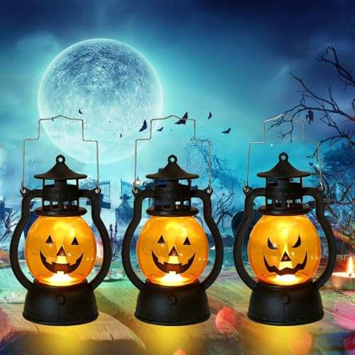 Halloween Laterne,3 Stücke Halloween Deko Kürbis Laterne,Tragbare Kürbislaterne,Kürbislaterne,Herbst Draußen Baum Hängedeko Licht,für Drinnen und Draußen Kleine Laternen Dekorationen Halloween Laterne,3 Stücke Halloween Deko Kürbis Laterne,Tragbare Kürbislaterne,Kürbislaterne,Herbst Draußen Baum Hängedeko Licht,für Drinnen und Draußen Kleine Laternen Dekorationen von YeahBoom