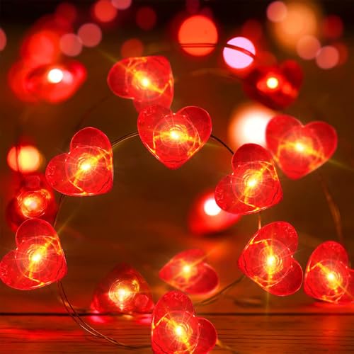 Herzförmige Lichterkette,3M 30LED LED Lichterkette Herzen,Lichterkette zum Valentinstag Rosa Herzen,LED Lichterkette Innen,DIY-Geschenk für den Innenbereich,zum Valentinstag von YeahBoom