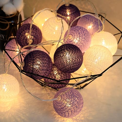 LED Lichterkette Baumwollkugeln,1.5M 10LED Kugeln Lichterkette,Batteriebetrieben,Cotton Ball Lichterketten für Weihnachten Hochzeit Kinderzimmer Party Deko von YeahBoom