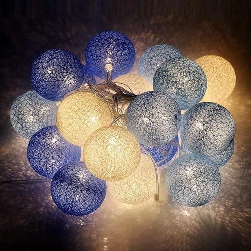 LED Lichterkette Baumwollkugeln,1.5M 10LED Kugeln Lichterkette,Batteriebetrieben,Cotton Ball Lichterketten für Weihnachten Hochzeit Kinderzimmer Party Deko von YeahBoom