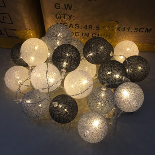 LED Lichterkette Baumwollkugeln,300CM 20LED Kugeln Lichterkette,Batteriebetrieben,Cotton Ball Lichterketten für Weihnachten Hochzeit Kinderzimmer Party Deko von YeahBoom