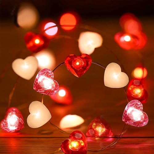 LED Lichterkette Herzen,2M 20LED Herzförmige Lichterketten Batteriebetrieben,Herz Fairy Lights,Herz Lichterkette für Valentinstag Hochzeit Jahrestage Party Deko von YeahBoom