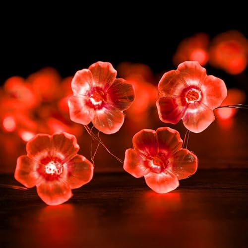 Lichterkette Blumen,5M 50LED Blumen-Lichterkette,Deko Blumen Lichterkette,Lichterkette Innen,LED Lichterkette für Garten Dekorationen,Hochzeit Patio Weihnachten Dekoration von YeahBoom