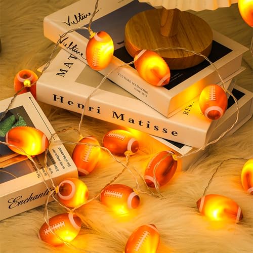 Rugbyball Lichterkette,1.5M 10LED Kinderzimmer Lichterkette,LED Lichterkette Rugbyball Design Batteriebetrieben,für Themenparty,Weihnachten,Inneneinrichtung,Party Deko von YeahBoom