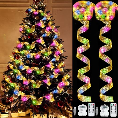 YeahBoom 2 Stück Weihnachtsband Lichter,2×6m 120 LED Band Weihnachtsbeleuchtung,Bänder Lichterketten,Batteriebetriebene Weihnachtslichterkette für Party,Innen und Außenbereich Weihnachtsdekoration YeahBoom 2 Stück Weihnachtsband Lichter,2×6m 120 LED Band Weihnachtsbeleuchtung,Bänder Lichterketten,Batteriebetriebene Weihnachtslichterkette für Party,Innen und Außenbereich Weihnachtsdekoration von YeahBoom