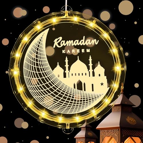 YeahBoom Eid Ramadan Dekorative Fenster Lichte,LED Muslim Ramadan Lichter,Eid Ramadan Dekorative Fee Licht,Islam Mubarak Dekoration LED Lichter Leuchten,Ramadan Fee Lichterketten für Innen Party Deko von YeahBoom