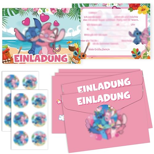 YeahBoom Einladungskarten Kindergeburtstag,12 Deutsche Einladungskarten,12 Umschläge,12 Tattoo Aufkleber,Einladungen Geburtstag Junge Madchen,Partyeinladungen Einladungen Kinder von YeahBoom