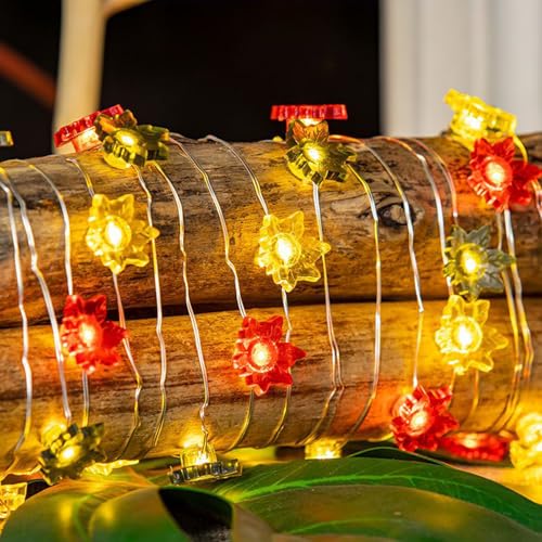 YeahBoom Herbst Lichterkette,2M 20 LED Ahornblätter Lichterketten,Ahornblatt Fairy Lights für Ramadan,Herbst Innen Batteriebetrieben,Für Muslim Ramadan,Heim Dekoration Party Zubehör von YeahBoom