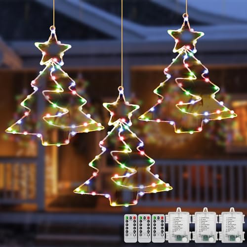 YeahBoom LED Weihnachtsstern Beleuchtung,3 Stück Leuchtstern Weihnachten Led Stern Weihnachtsdeko Fenster mit 55 Farbig Leds Batteriebetrieben Weihnachtsbeleuchtung Fenster für Party Weihnachtsdeko von YeahBoom