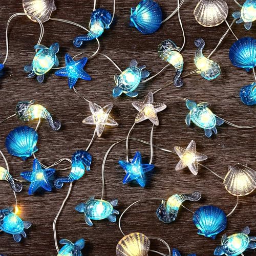 YeahBoom Lichterkette Meerestiere,300CM 30LED Thema Meeresleben Lichterkette Batteriebetrieben,Seepferdchen Seestern Schildkröte Muscheln Lichterkette,für Kinderzimmer Party Geburtstagsdeko YeahBoom Lichterkette Meerestiere,300CM 30LED Thema Meeresleben Lichterkette Batteriebetrieben,Seepferdchen Seestern Schildkröte Muscheln Lichterkette,für Kinderzimmer Party Geburtstagsdeko von YeahBoom