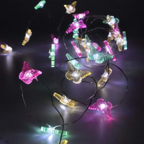 YeahBoom Lichterkette Schmetterling,2M 20LED Farbiger Schmetterling Lichterkette Batteriebetrieben,Frühling Deko für Innen und Außen,Lichterkette Deko für Garten Balkon Valentinstag Hochzeit Party von YeahBoom