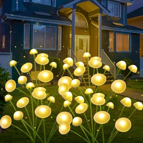 YeahBoom Solar Quallen Lichterkette,2 Stück Solarlampen für Außen,Quallen Pilz LED Gartenleuchten,Solar Gartenleuchte Wasserdicht Solarlampe,für Außen Gartendeko,Strauchwerk,Terrasse,Hof von YeahBoom