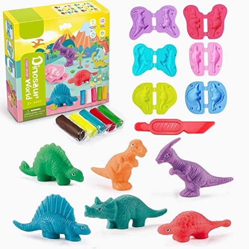 Yeahbo Knete Zubehör Knetwerkzeug Set ab 2 3 4 Jahre, Intelligente Knete Set mit 6 Dinosaurier Modelliermasse Lufttrocknend, Polymer Clay Dino Spielzeug Kreative Geschenk für Kinder Jungen Mädchen Yeahbo Knete Zubehör Knetwerkzeug Set ab 2 3 4 Jahre, Intelligente Knete Set mit 6 Dinosaurier Modelliermasse Lufttrocknend, Polymer Clay Dino Spielzeug Kreative Geschenk für Kinder Jungen Mädchen von Yeahbo