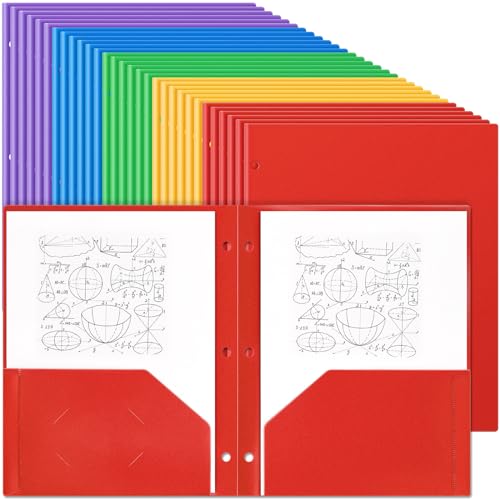 Yeaqee Kunststoff-Ordner mit Taschen, 3-fach gelocht, 2 Taschen, Aktenordner für 3-Ringbinder, Trennblätter für Notizbücher, strapazierfähiges Polymaterial für Büro und Zuhause, 100 Stück Yeaqee Kunststoff-Ordner mit Taschen, 3-fach gelocht, 2 Taschen, Aktenordner für 3-Ringbinder, Trennblätter für Notizbücher, strapazierfähiges Polymaterial für Büro und Zuhause, 100 Stück von Yeaqee