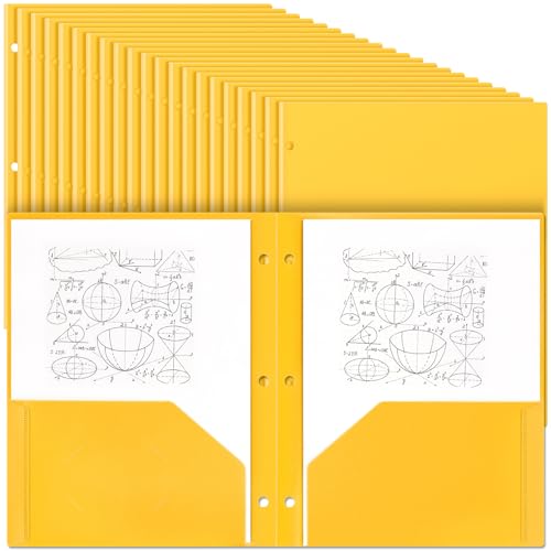Yeaqee Kunststoff-Ordner mit Taschen, 3-fach gelocht, 2 Taschen, für 3-Ringbuch, für Studenten, Lehrer, Büro, Gelb, 100 Stück Yeaqee Kunststoff-Ordner mit Taschen, 3-fach gelocht, 2 Taschen, für 3-Ringbuch, für Studenten, Lehrer, Büro, Gelb, 100 Stück von Yeaqee